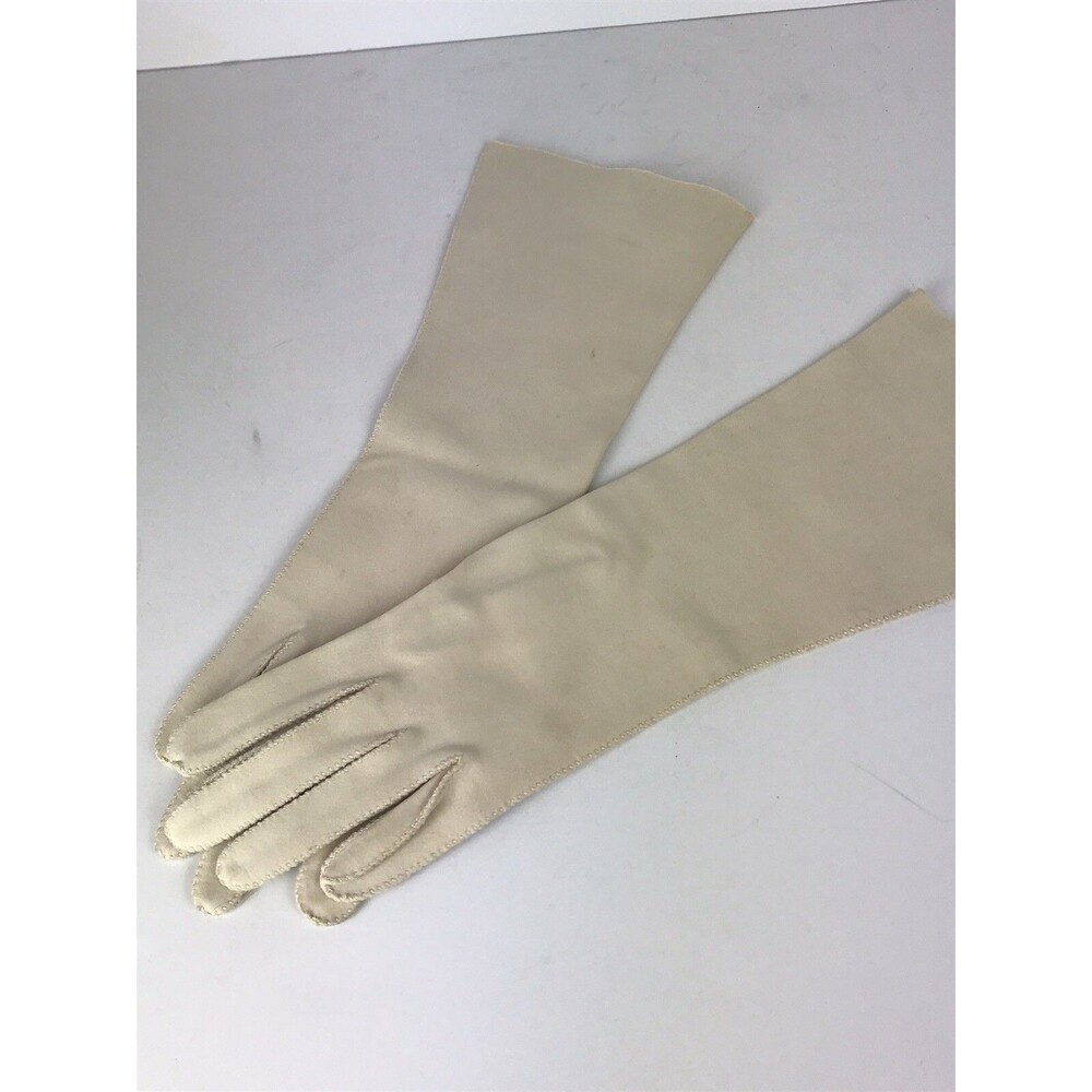 Vintage Crescendo White/off-white Cotton Dress Gloves - Size 6